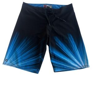 Boys Micros Black and Blue Burst Swim Shorts